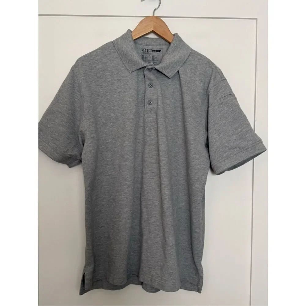 5.11 Tactical Polo Shirt Mens Sz L Gray Short Sleeve 100% Cotton Casual Utility